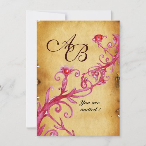 MAGIC BERRIES  MONOGRAM wax seal parchment rsvp Invitation