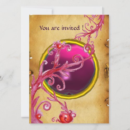 MAGIC BERRIES PARCHEMENT GEM red ruby Invitation