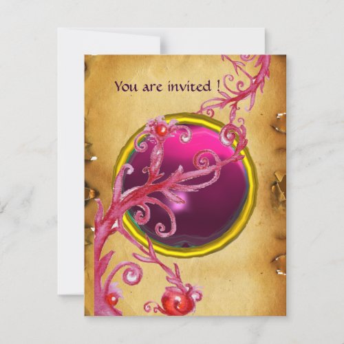 MAGIC BERRIES PARCHEMENT GEM red ruby Invitation