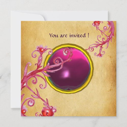 MAGIC BERRIES PARCHEMENT GEM red ruby Invitation