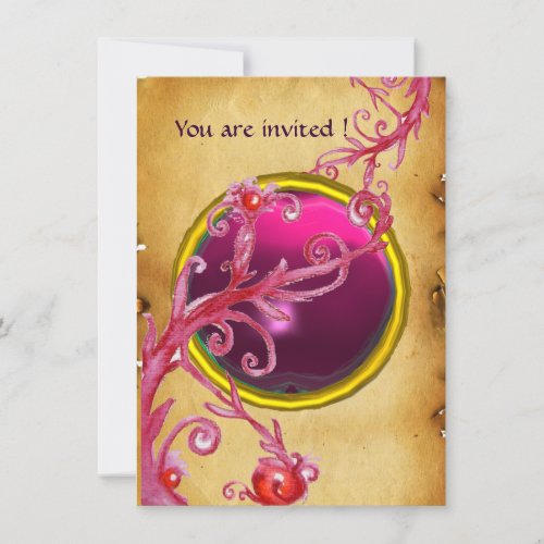 MAGIC BERRIES PARCHEMENT GEM red ruby Invitation