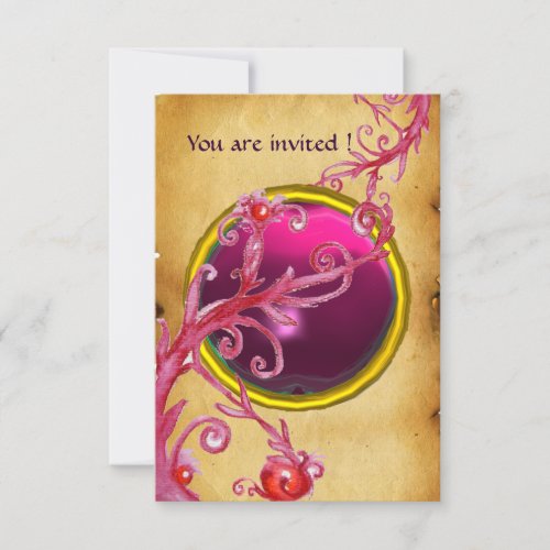 MAGIC BERRIES PARCHEMENT GEM red ruby Invitation