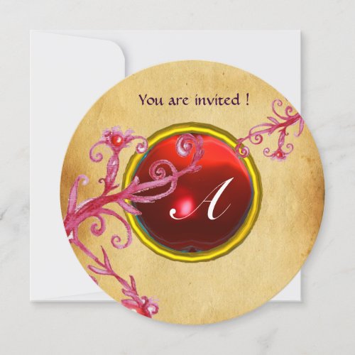 MAGIC BERRIES PARCHEMENT GEM red ruby Invitation