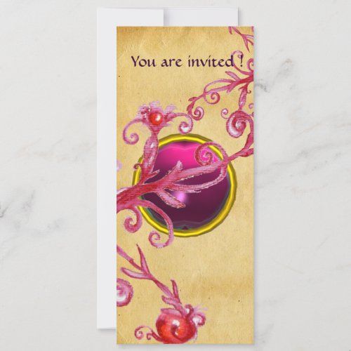 MAGIC BERRIES PARCHEMENT GEM red ruby Invitation