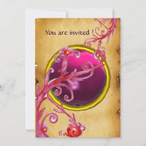 MAGIC BERRIES PARCHEMENT GEM red ruby Invitation