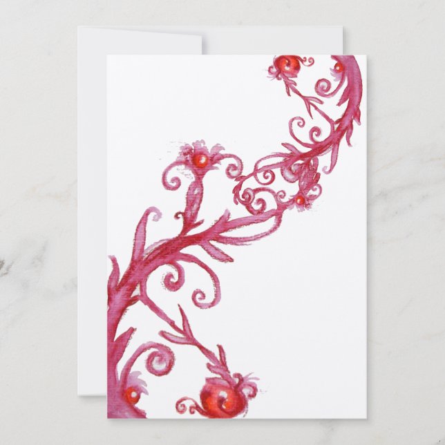 MAGIC BERRIES, red white metallic  silver Invitation (Front)
