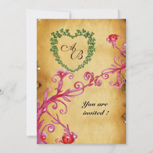 MAGIC BERRIES SHAMROCK HEART MONOGRAM parchment Invitation