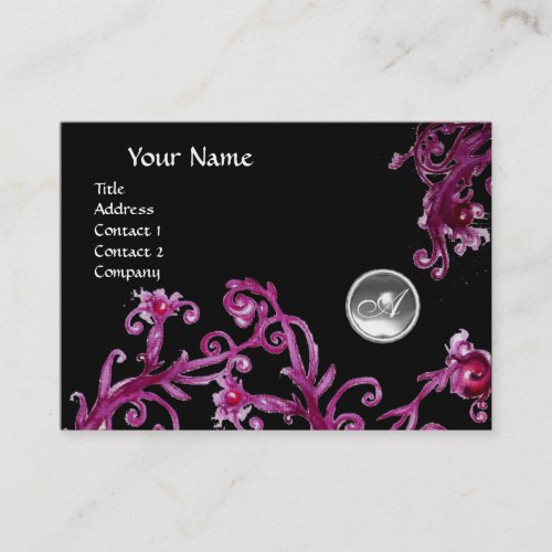 MAGIC BERRIES WHITE CRYSTALGEM MONOGRAM black Business Card