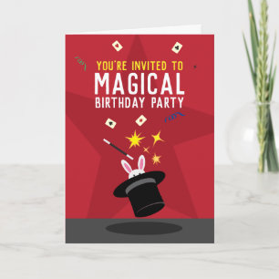 Magic Birthday Folded Invitation - Magical Top Hat