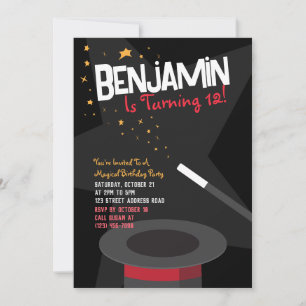 Magic Birthday Invitation - Magic Wand & Stars