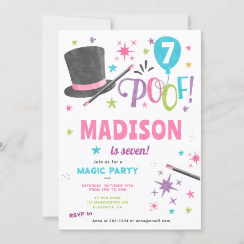 Magic birthday Party Girl Magician Invitation