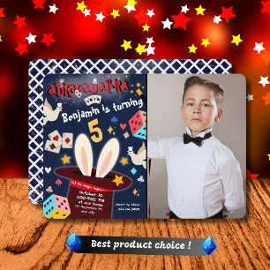 Magic Birthday Party Invitation For Kid with Photo