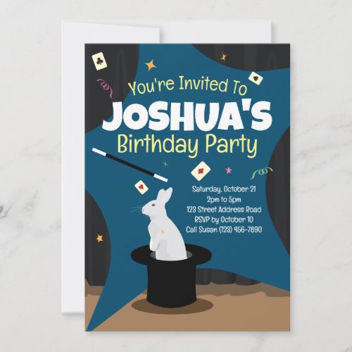 Magic Birthday Party Invite _ Top Hat  Rabbit