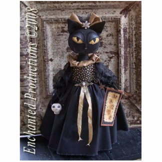 Magic Black cat Doll Photo Sculpture Pin