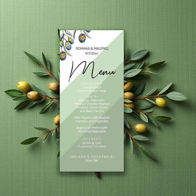 Magic  Blue Green Olive Watercolor Hand-painted Menu (Creator Uploaded)