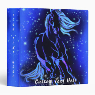 Magic Blue Horse Running At Moonlight Starry Night 3 Ring Binder