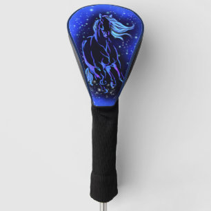 Magic Blue Horse Running At Moonlight Starry Night Golf Head Cover