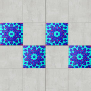 Magic Blue kaleidoscope flourished Ceramic Tile