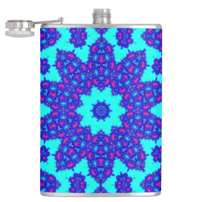 Magic Blue kaleidoscope flourished Flask (Opened)