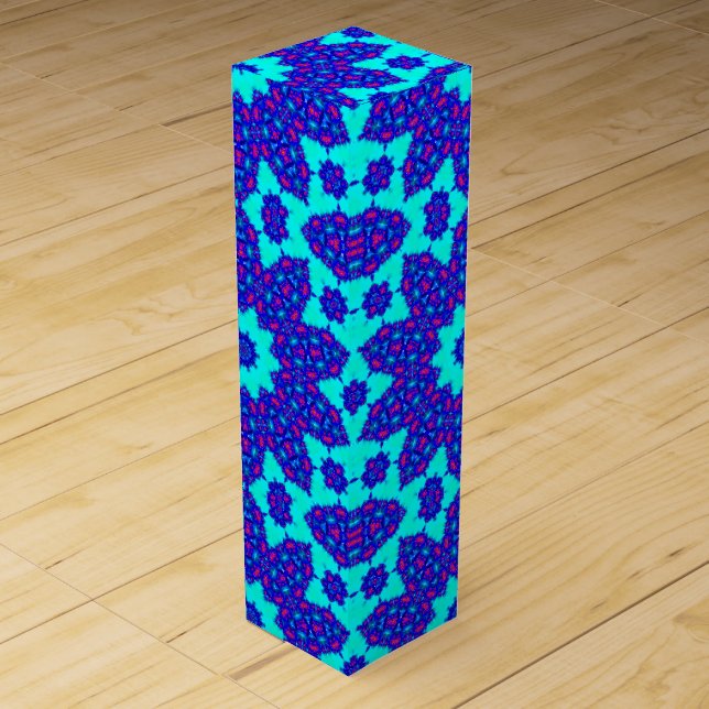 Magic Blue kaleidoscope flourished Wine Box (Front)