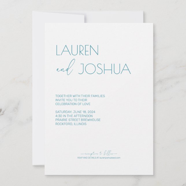 Magic Blue • Modern Minimalist Script Wedding Invitation (Front)