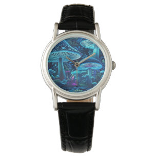 Magic Blue Mushrooms: Retro Art Watch