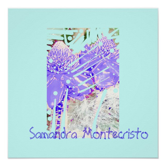 Magic Blue Water Roses Glossy Poster (Front)