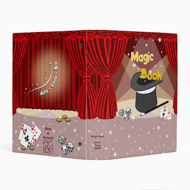 Magic Book from From Name Red Birthday Party Mini Binder (Background)