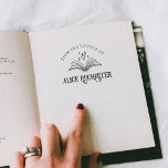 Magic Book Personal Library Custom Name Bookplate Rubber Stamp<br><div class="desc">A personalized bookplate book stamp with an illustration of a magical book. The book is open with sparkles coming out from it. Over the top of the book it reads "from the library of" and below the illustration, your name is printed in elegant ornamental typography. Browse our store for more...</div>