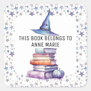 Magic, Books and Colorful Stars Book Label