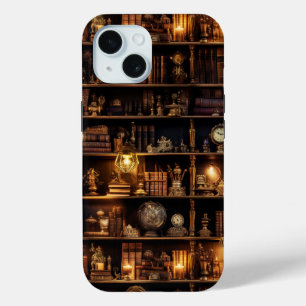 Magic Bookshelf Steampunk iPhone 15 Case