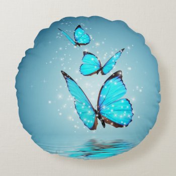 Magic Butterflies Round Pillow by FantasyPillows at Zazzle