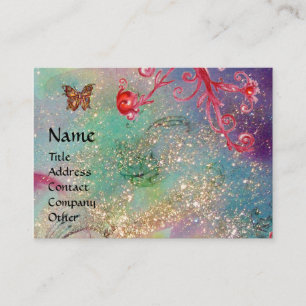 MAGIC BUTTERFLY blue green yellow gold sparkles Business Card