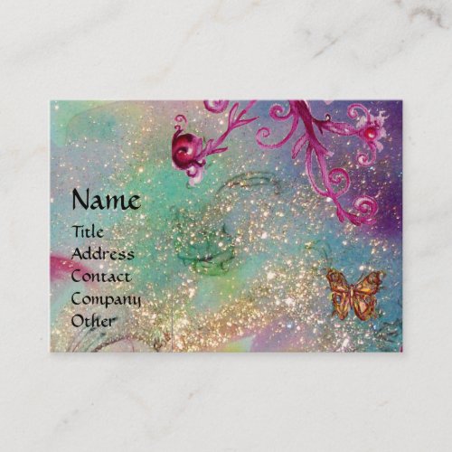 MAGIC BUTTERFLY blue green yellow gold sparkles Business Card