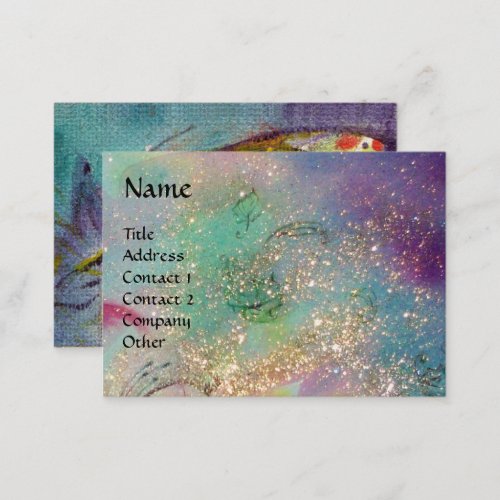 MAGIC BUTTERFLY Blue Green Yellow Gold Sparkles Business Card