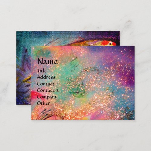 MAGIC BUTTERFLY Blue Green Yellow Gold Sparkles Business Card