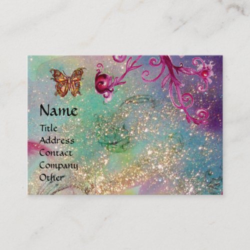 MAGIC BUTTERFLY blue green yellow gold sparkles Business Card