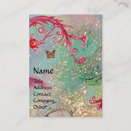 MAGIC BUTTERFLY blue green yellow gold sparkles Business Card