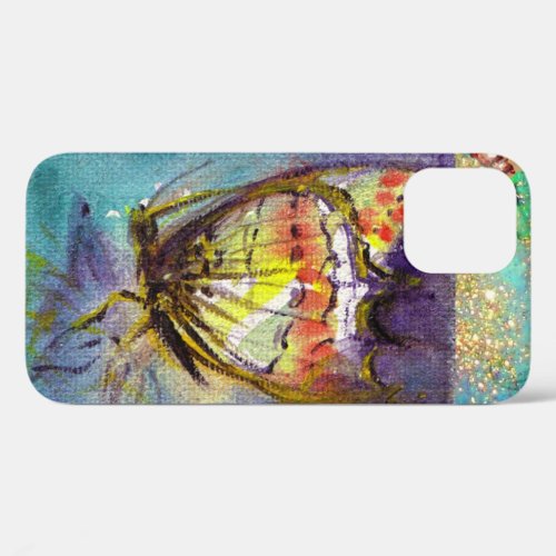 MAGIC BUTTERFLY IN BLUE GOLD SPARKLES iPhone 12 CASE