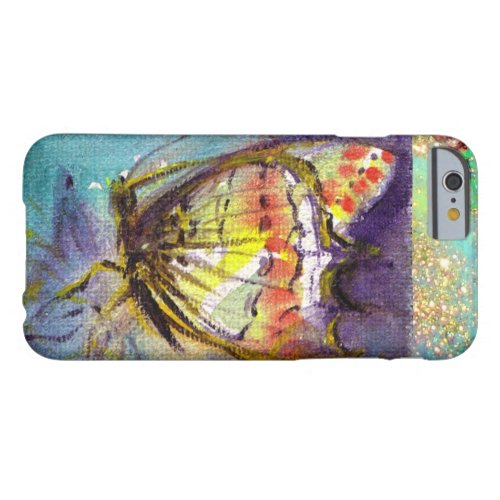 MAGIC BUTTERFLY IN BLUE GOLD SPARKLES BARELY THERE iPhone 6 CASE