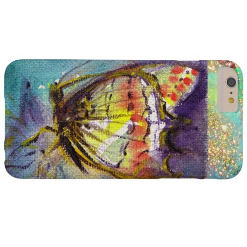 MAGIC BUTTERFLY IN BLUE GOLD SPARKLES BARELY THERE iPhone 6 PLUS CASE