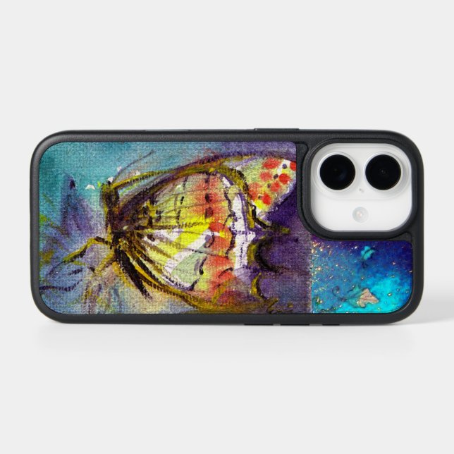 MAGIC BUTTERFLY IN BLUE GOLD SPARKLES  OTTERBOX iPhone CASE (Back Horizontal)