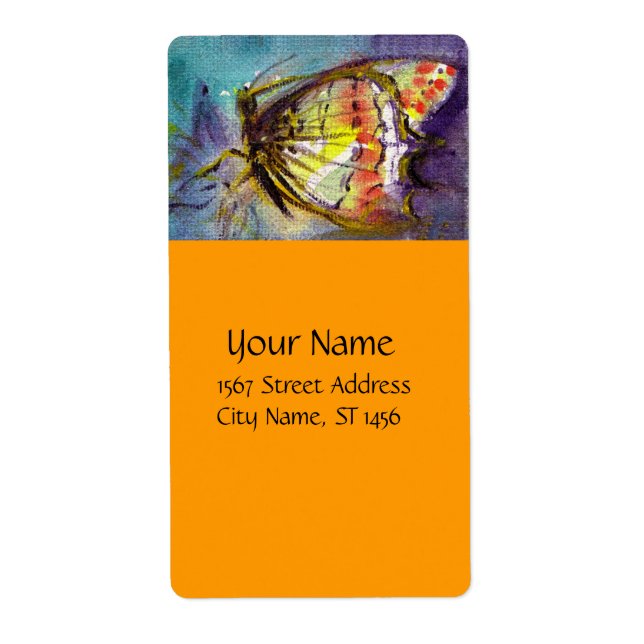 MAGIC BUTTERFLY IN BLUE Orange Yellow Label (Front)