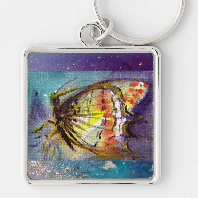 MAGIC BUTTERFLY IN BLUE SPARKLES KEYCHAIN (Front)