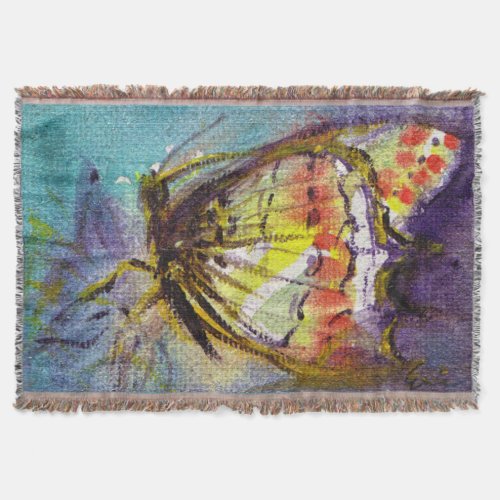 MAGIC BUTTERFLY IN BLUE THROW BLANKET