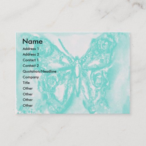 MAGIC BUTTERFLY IN BLUE  yellow teal Business Card