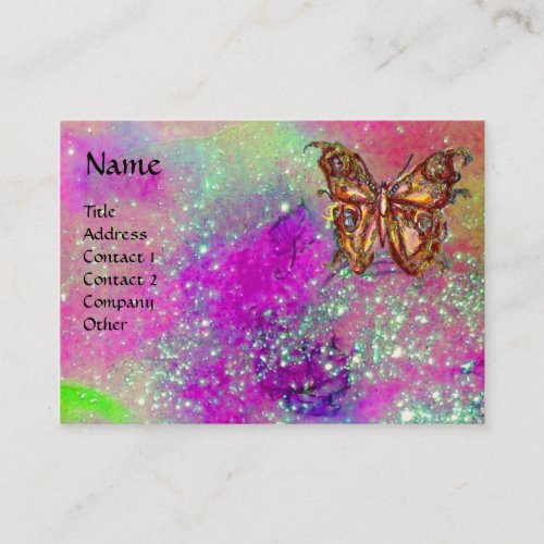 MAGIC BUTTERFLY IN GOLDBLUE PURPLE TEAL SPARKLES BUSINESS CARD