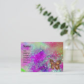 MAGIC BUTTERFLY IN GOLD,BLUE PURPLE TEAL SPARKLES BUSINESS CARD (Standing Front)