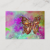 MAGIC BUTTERFLY IN GOLD,BLUE PURPLE TEAL SPARKLES BUSINESS CARD (Back)
