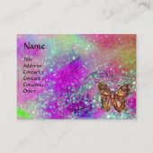 MAGIC BUTTERFLY IN GOLD,BLUE PURPLE TEAL SPARKLES BUSINESS CARD (Front)